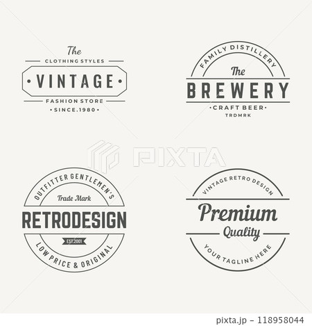 Retro hipster typography Elements Template for clothes shop, cafe, beer shop,restaurant,business,label,poster,vintage brand. 118958044