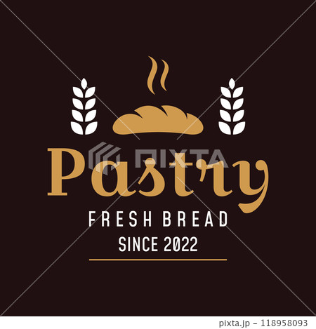 Retro wheat bread logo design template. Badge for bakery, home made bakery, restaurant or cafe, patisserie, business. Retro wheat bread logo design template. Badge for bakery, home made bakery, restaurant or cafe, patisserie, business. 118958093
