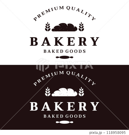 Retro wheat bread logo design template. Badge for bakery, home made bakery, restaurant or cafe, patisserie, business. 118958095