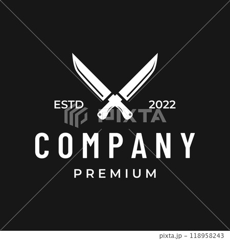 Chef knife logo template design, vintage butcher knife.Logo for business, badge,restaurant,butcher shop,cafe,brand and knife shop. 118958243