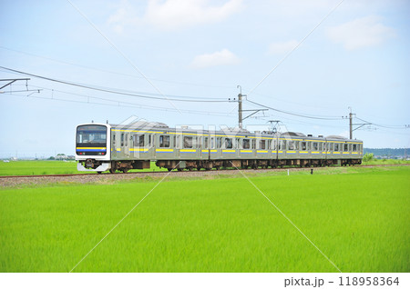 成田線　大戸ー下総神崎　JR東日本　209系　C407編成（幕張） 118958364