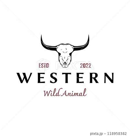 Longhorn bull, cow and buffalo vintage logo template. for badges, restaurant, business. 118958382