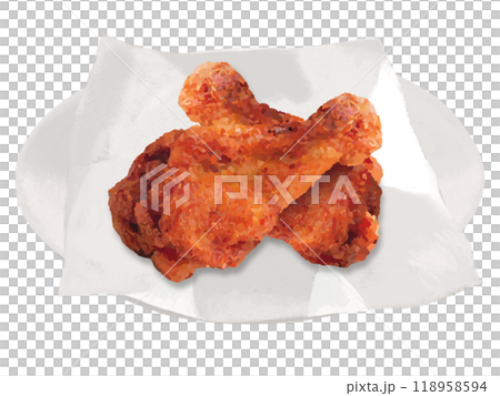 フライドチキン（皿、敷紙付き） 118958594