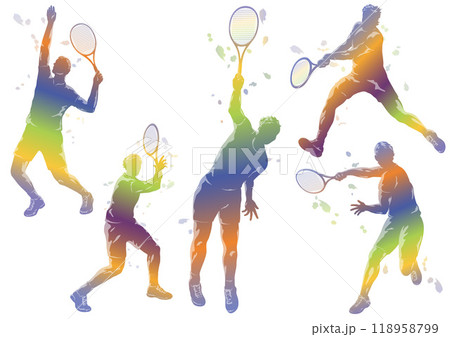 テニス　シルエットイラストセット 118958799
