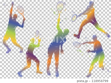 網球剪影例證集合 網球剪影例證集合 118958799