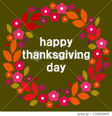 ハッピーサンクスギビングデー　happy thanksgiving day　感謝祭　秋 118958904