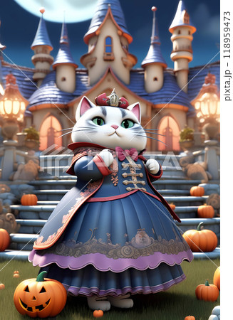 ハロウィンパーティーに参加するおしゃれな子猫 ハロウィンパーティーに参加するおしゃれな子猫 118959473