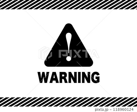注意　警告　ビックリマーク　標識　斜線　黒 118960124