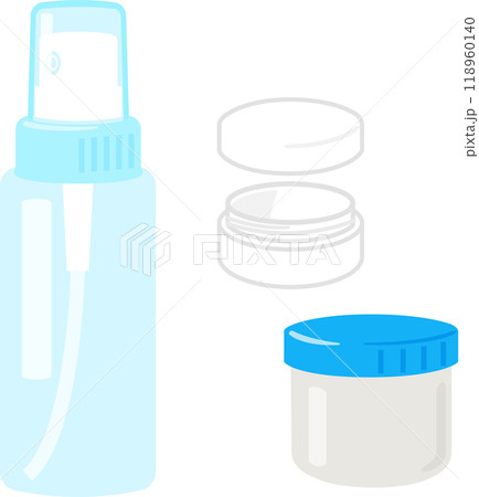 プラスチック製のスプレーボトルとクリームケース プラスチック製のスプレーボトルとクリームケース 118960140
