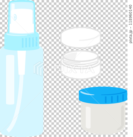 プラスチック製のスプレーボトルとクリームケース プラスチック製のスプレーボトルとクリームケース 118960140