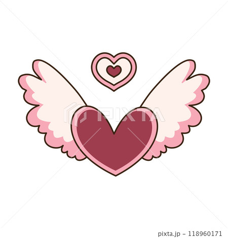 Beautiful Pink Love Heart Guardian Angel Wings Flying in Heaven Sky 118960171