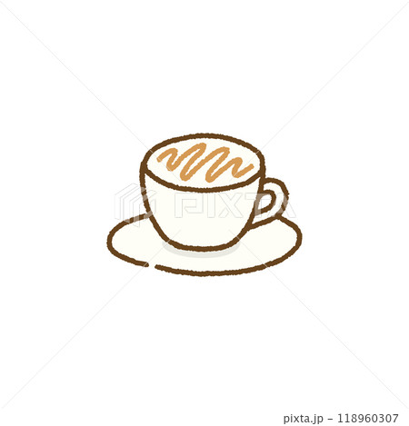 シンプルなキャラメルラテの手書き風イラスト シンプルなキャラメルラテの手書き風イラスト 118960307
