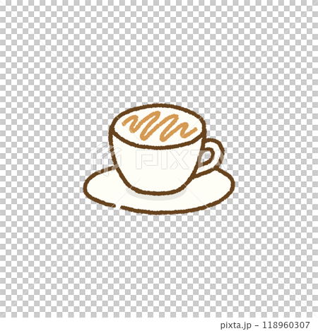 シンプルなキャラメルラテの手書き風イラスト シンプルなキャラメルラテの手書き風イラスト 118960307