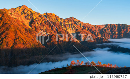 秋の唐松岳登山（夜明けの白馬三山） 118960727