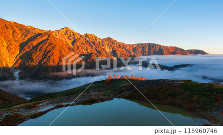 秋の唐松岳登山(夜明けの八方池と白馬三山) 秋の唐松岳登山(夜明けの八方池と白馬三山) 118960746