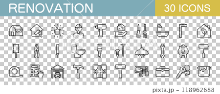 Renovation and remodeling icon set 118962688