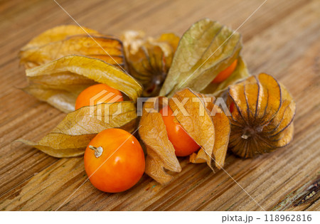 Ripe Peruvian physalis fruits 118962816
