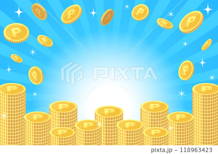 ポイントコインが貯まるイメージのベクターイラスト素材 118963423