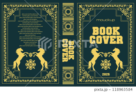 Ornate leather book cover and Old retro ornament frames. Royal Golden style design. Historical novel. Oriental style Vector illustration. Hand drawn illustration Ornate leather book cover and Old retro ornament frames. Royal Golden style design. Historical novel. Oriental style Vector illustration. Hand drawn illustration 118963584