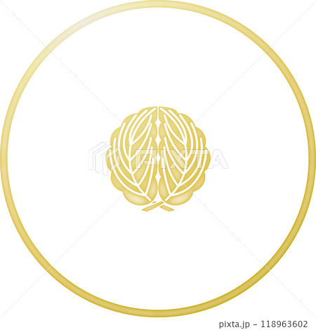 家紋 糸輪に豆折れ柏【金色】 家紋 糸輪に豆折れ柏【金色】 118963602