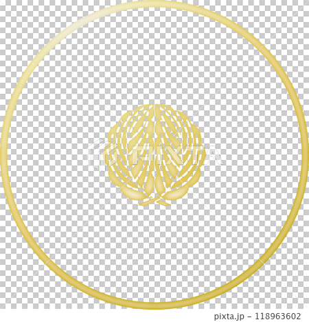 家紋 糸輪に豆折れ柏【金色】 家紋 糸輪に豆折れ柏【金色】 118963602