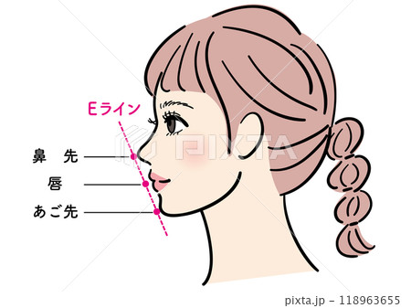 女性の横顔　Eライン 118963655