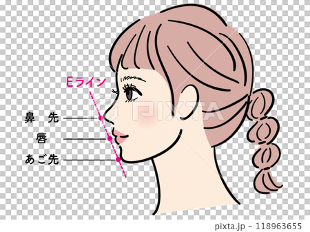 女性の横顔　Eライン 118963655
