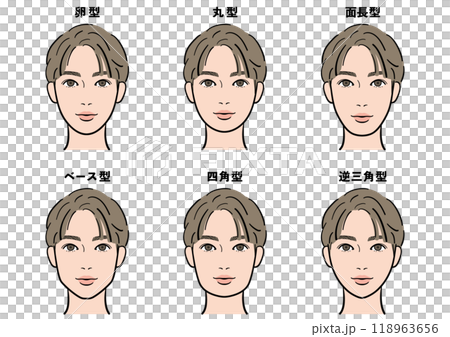 男性の顔の形のセット 118963656