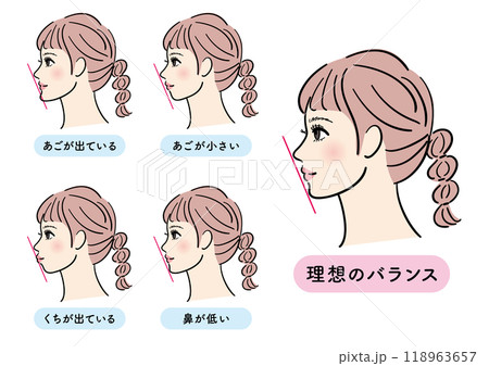 女性の横顔セット　Eライン 118963657