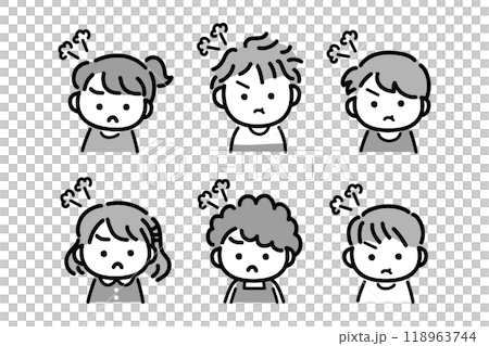 男の子、女の子、顔、表情、怒り、セット 男の子、女の子、顔、表情、怒り、セット 118963744