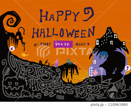 ハロウィンの迷路カード ハロウィンの迷路カード 118963960
