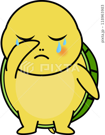 泣く可愛い・ゆるい亀のキャラクターイラスト 118963983