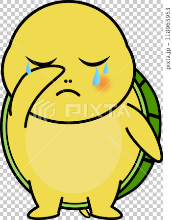 泣く可愛い・ゆるい亀のキャラクターイラスト 118963983