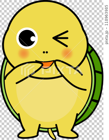 笑顔の可愛いゆるい亀のキャラクターイラスト 118963985