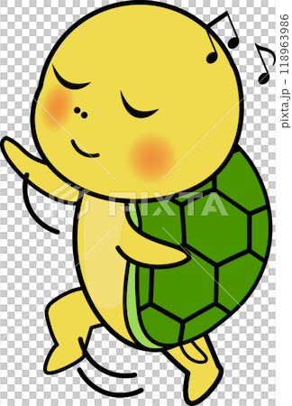 スキップする可愛い・ゆるい亀のキャラクターイラスト 118963986
