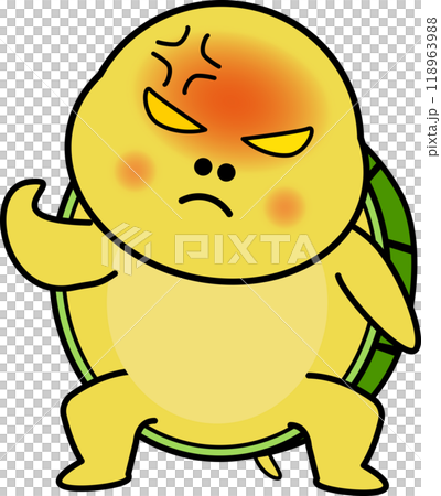 ぶちぎれる可愛い・ゆるい亀のキャラクターイラスト 118963988