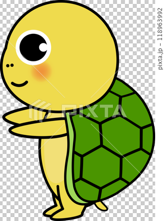 前ならえの可愛い・ゆるい亀のキャラクターイラスト 118963992