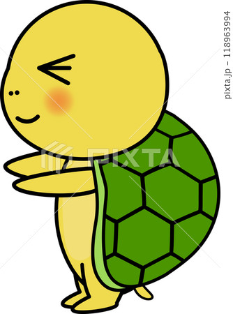 前ならえの可愛い・ゆるい亀のキャラクターイラスト 118963994