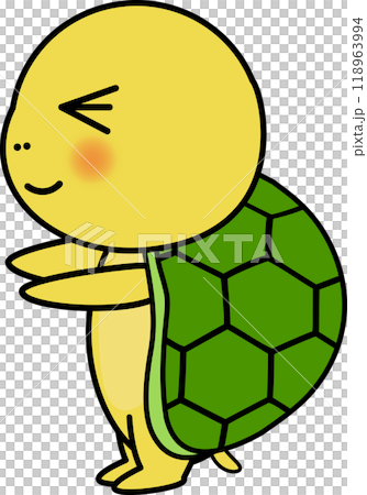 前ならえの可愛い・ゆるい亀のキャラクターイラスト 118963994