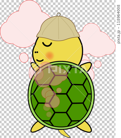 サウナの可愛い・ゆるい亀のキャラクターイラスト 118964008
