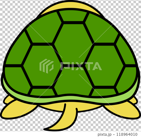 可愛い後ろ向きのゆるい亀のキャラクターイラスト 118964010