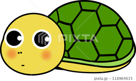 顔だけ出す可愛い・ゆるい亀のキャラクターイラスト 118964015