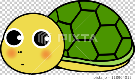 顔だけ出す可愛い・ゆるい亀のキャラクターイラスト 118964015