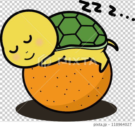 可愛又寬鬆的橘子烏龜人物插畫 118964027