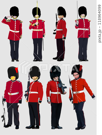 Set of London  guard. Colored 3d vector illustration for designers 118964099
