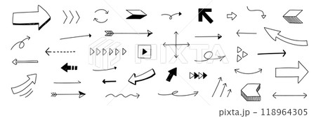手書きのかわいい矢印のセット 118964305
