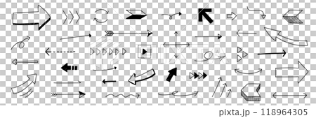 手書きのかわいい矢印のセット 118964305