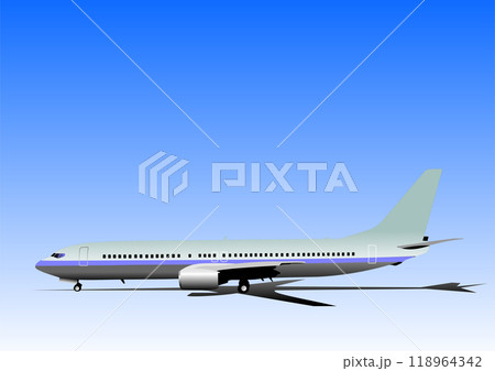 Passenger airplane standing on the runway on a sunny day 118964342
