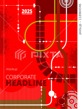 Red corporate background with arrows showing growth and success 118964346