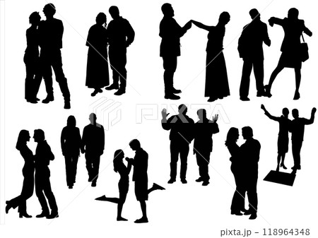 Couples silhouettes showing love and affection 118964348